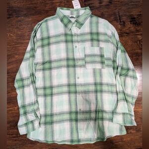 Cotton On Women's Mint Green Oversized Flannel (S)